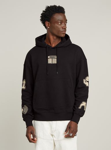 Multi Logo Loose Hooded Sweater